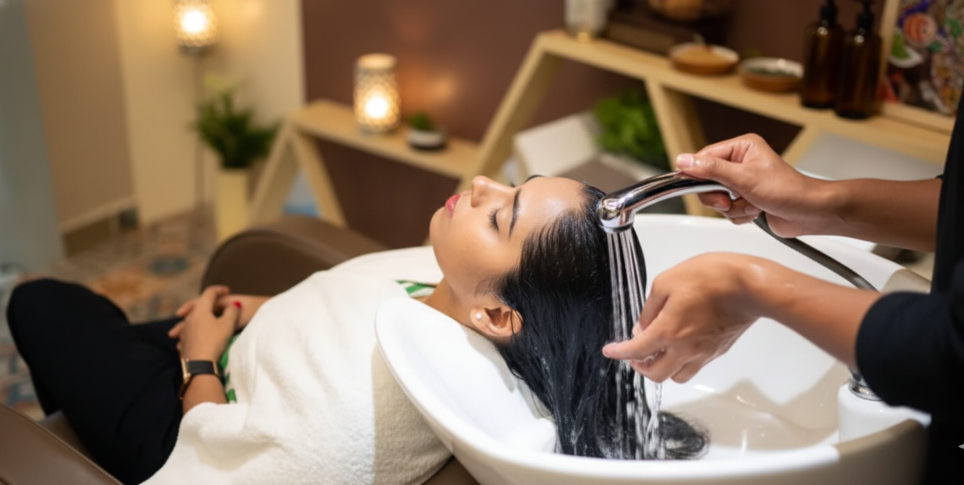 Hair styling work at Devika Shop